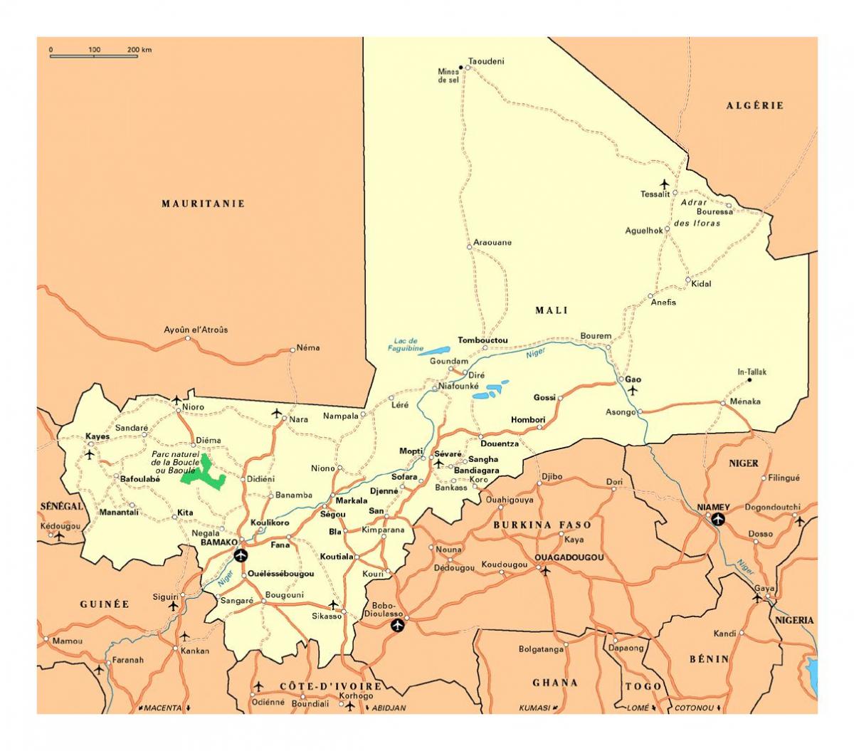 Kort af Mali borgir