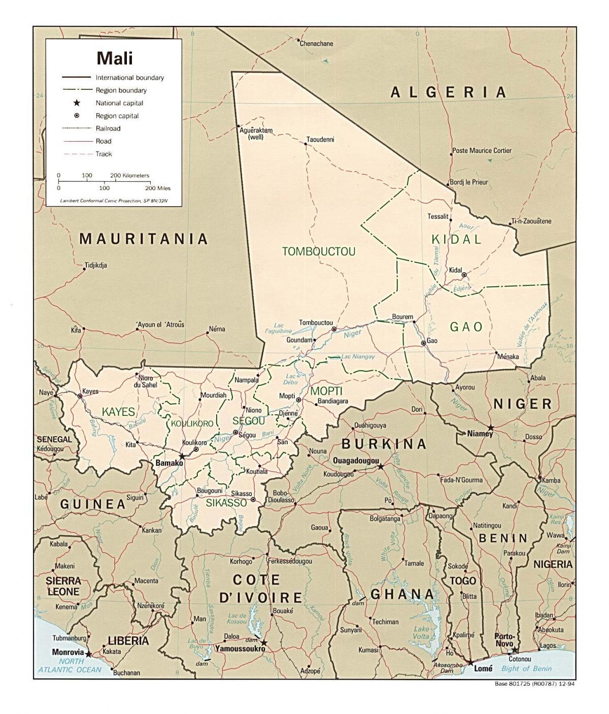 Kort af Mali landi